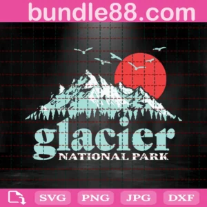 Glacier National Park Vintage 80S Mountain Svg