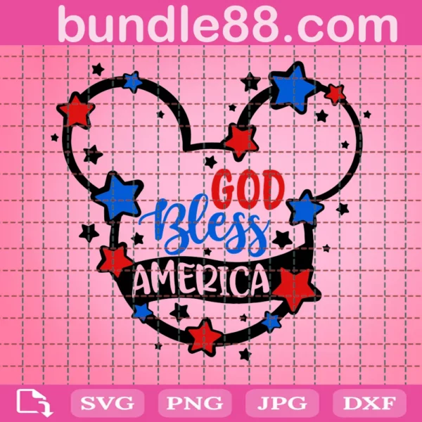 God Bless America Mickey Svg