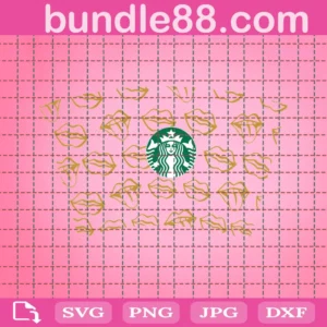 Golden Mouth Lips Full Wrap For Starbucks Cup Svg Png Eps
