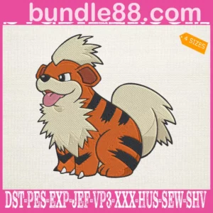 Growlithe Pokemon Embroidery Design