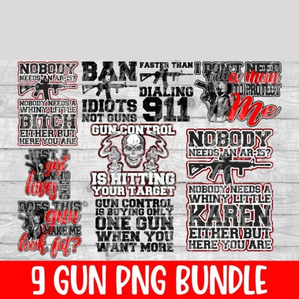 Gun Png BUNDLE, Gun Shirt Sublimation Designs Downloads