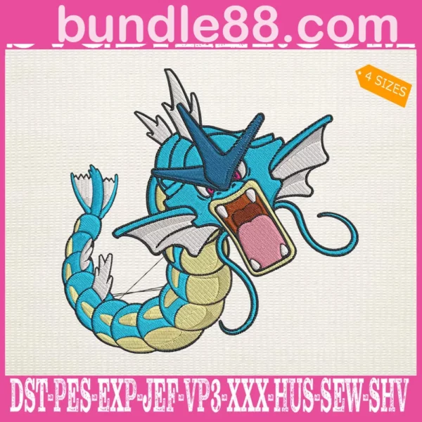 Gyarados Pokemon Embroidery Design