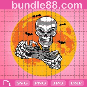 Halloween Gamer Skeleton Svg