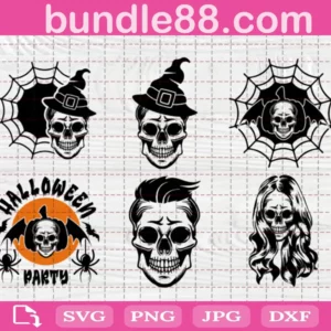 Halloween Skull Face Svg Bundle Free