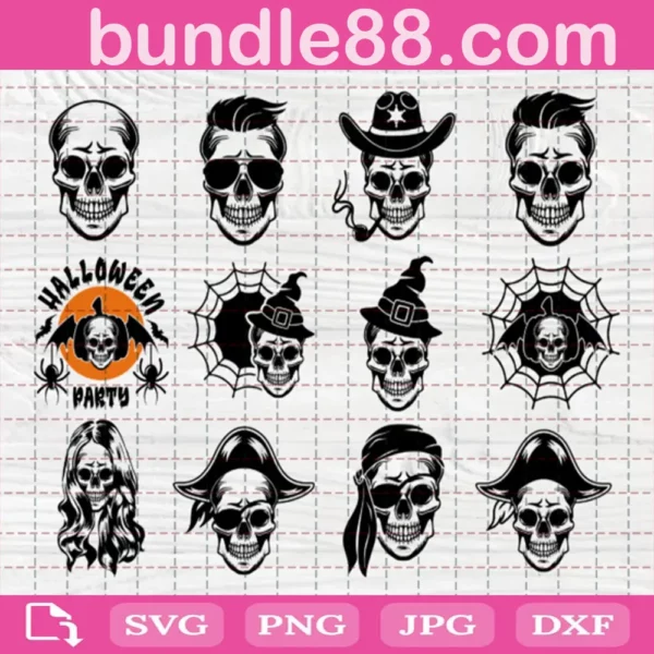 Halloween Skull Face Svg Bundle Free