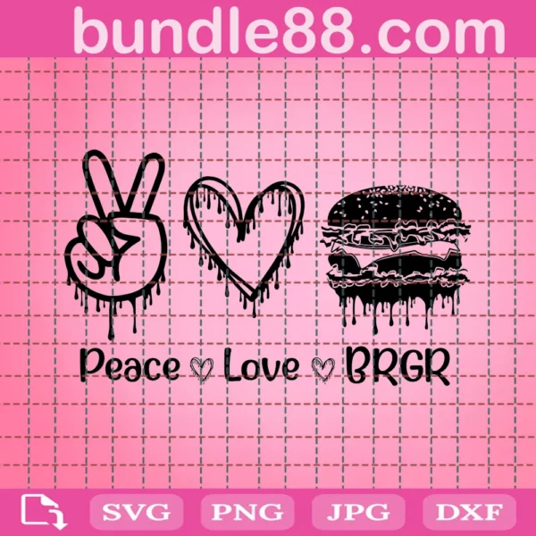 Hamburger Svg, Peace Love Hamburger Svg