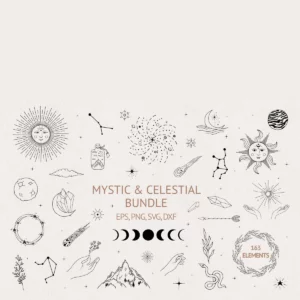 Hand Drawn Mystic And Celestial Bundle Svg