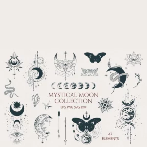 Hand Drawn Mystical Moon Svg Bundle