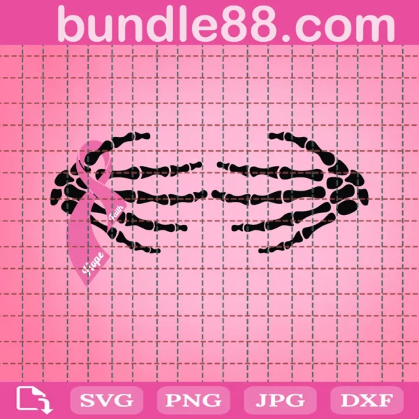 Hands Bone Pink Ribbon Svg