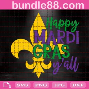 Happy Mardi Gras Y'All Svg