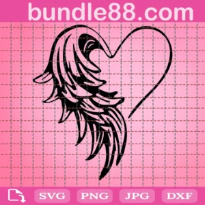 Heart And Angel Wings Svg