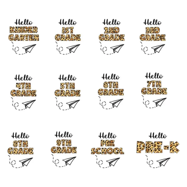 Hello Back To School Leopard Teacher Students Svg Bundle