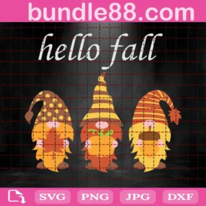 Hello Fall, Fall Gnomes Svg