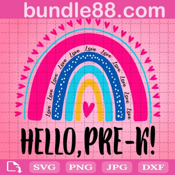 Hello Pre-K Rainbow Svg