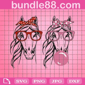Horse Svg, Bandana Glasses Buble Gum Cricut