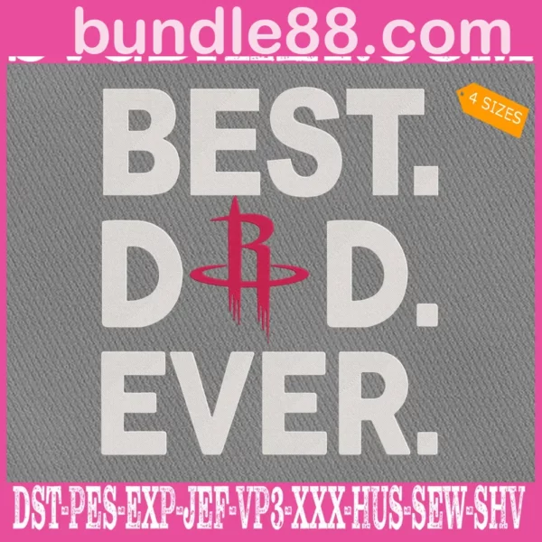 Houston Rockets Best Dad Ever Embroidery Design
