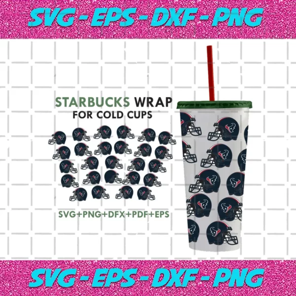 Houston Texans Svg For 24Oz Venti Cold Cup Wrap