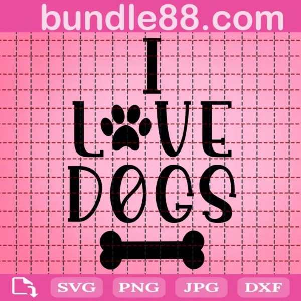 I Love Dogs Svg, Paws Svg