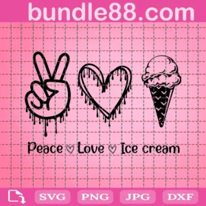 Ice Cream Svg, Peace Love Ice Cream Svg