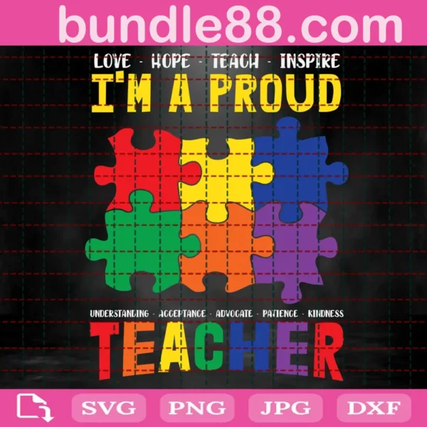 I'M A Proud Teacher Autism Awareness Svg