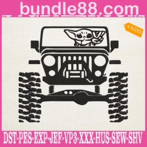 Jeep Peace Baby Yoda Embroidery Files