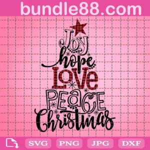 Joy Hope Love Peace Christmas Tree Svg