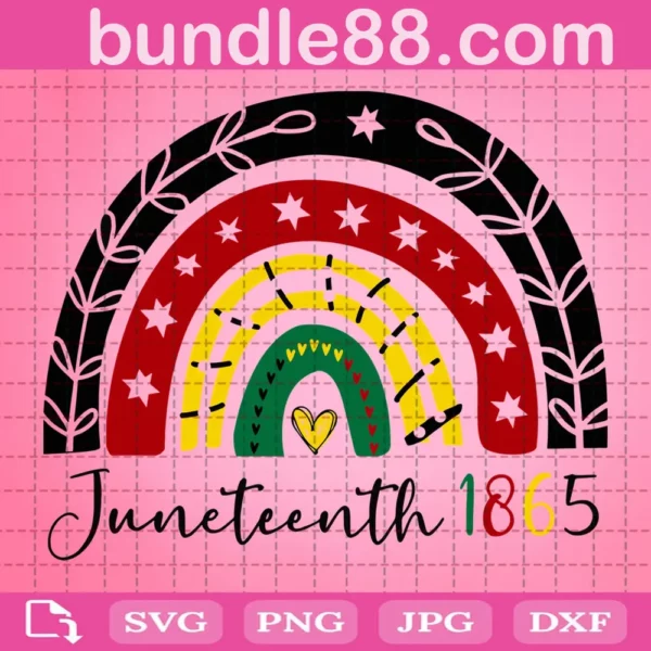 Juneteenth 1865 Rainbow Black African American Svg