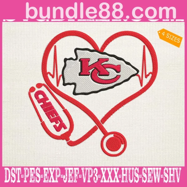 Kansas City Chiefs Heart Stethoscope Embroidery Files