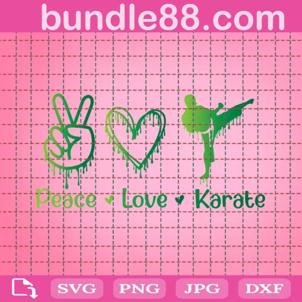 Karate Svg, Peace Love Karate Svg