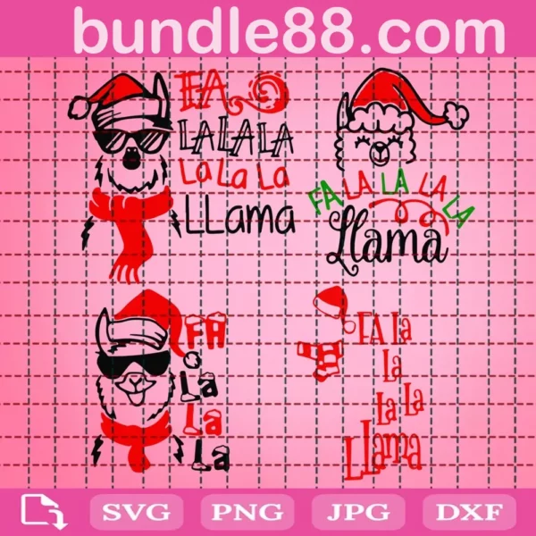 La La La Llama Christmas Svg