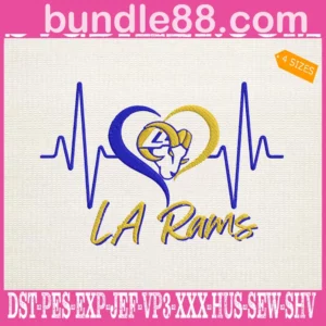 LA Rams Heartbeat Blue And Yellow Embroidery Files