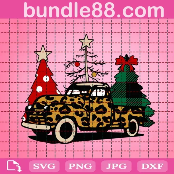 Leopard Christmas Car Svg