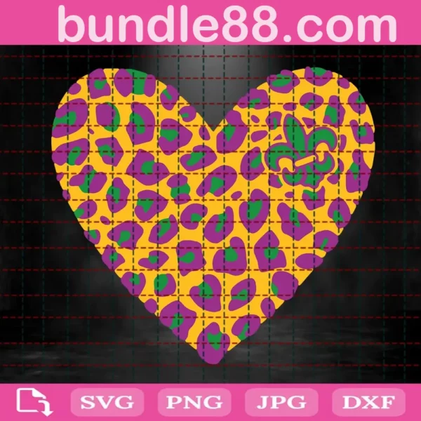 Leopard Heart Mardi Gras Svg