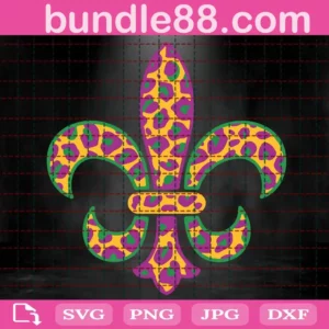 Leopard Mardi Gras Fleur De Lis Svg