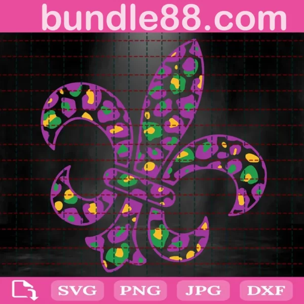 Leopard Mardi Gras Fleur De Lis Svg