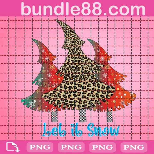 Let It Snow Png, Leopard Print Christmas Tree Png