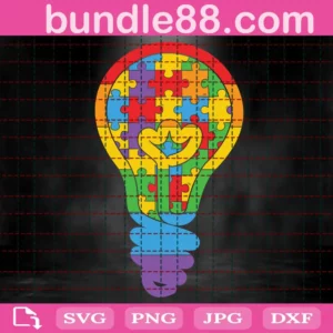 Light Bulb Puzzle Autism Svg