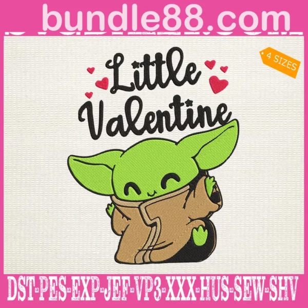 Little Valentine Baby Yoda Embroidery Files