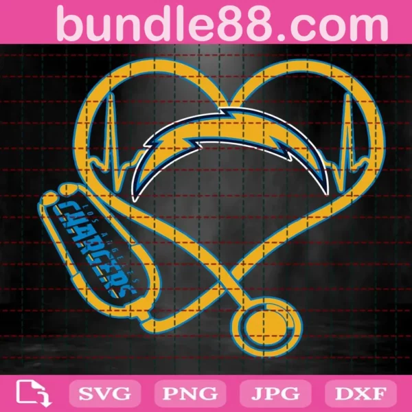 Los Angeles Chargers Heart Stethoscope Svg