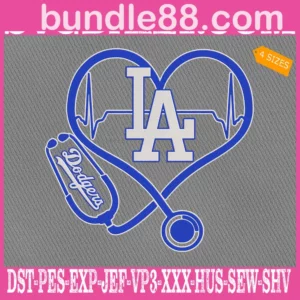 Los Angeles Dodgers Nurse Stethoscope Embroidery Files