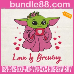 Love Is Brewing Happy Valentine Embroidery Files