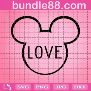 Love Mickey Head Outline Svg