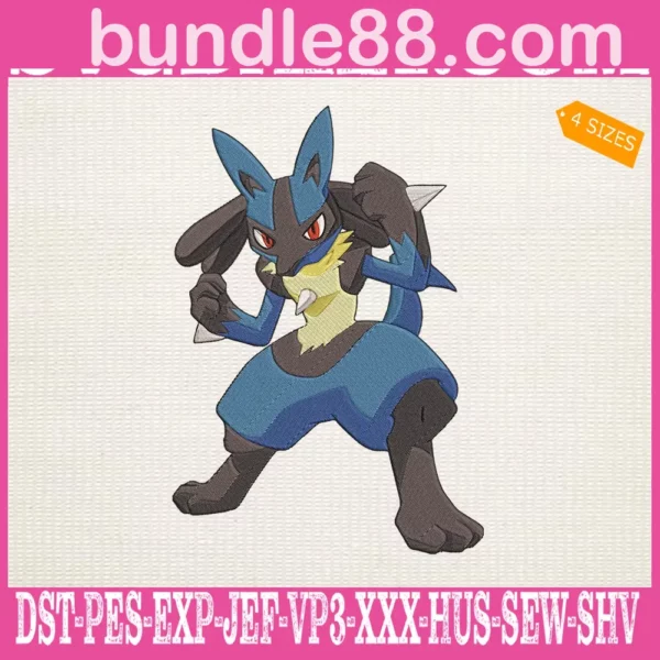 Lucario Pokemon Embroidery Design