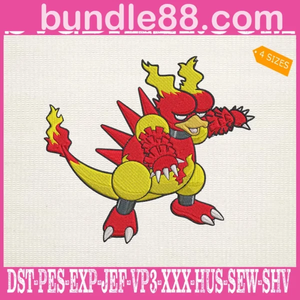 Magmar Pokemon Embroidery Design