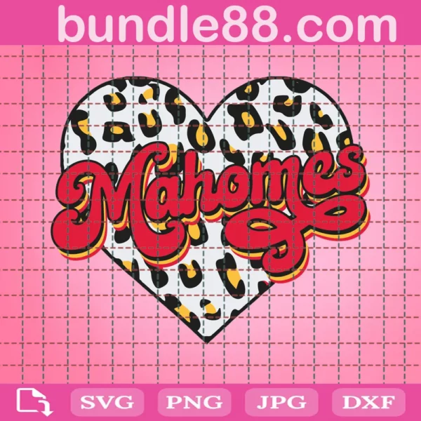 Mahomes Retro Leopard Print Heart