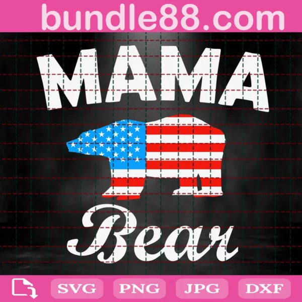 Mama Bear Svg, American Flag Svg