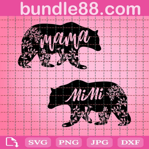 Mama Bear Svg, Mimi Bear Svg