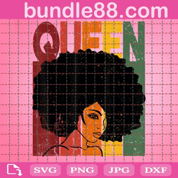 Melanin Black Queen Retro Vintage Svg