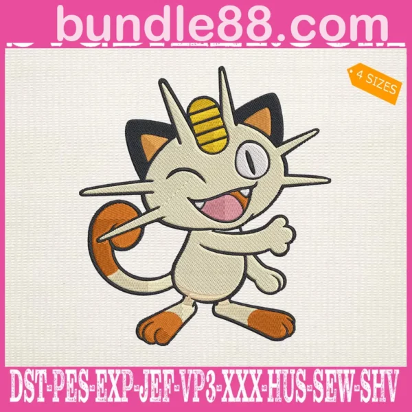 Meowth Pokemon Embroidery Design