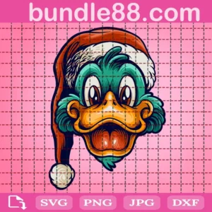 Merry Christmas Cute Duck Mascot With Santa Hat Svg